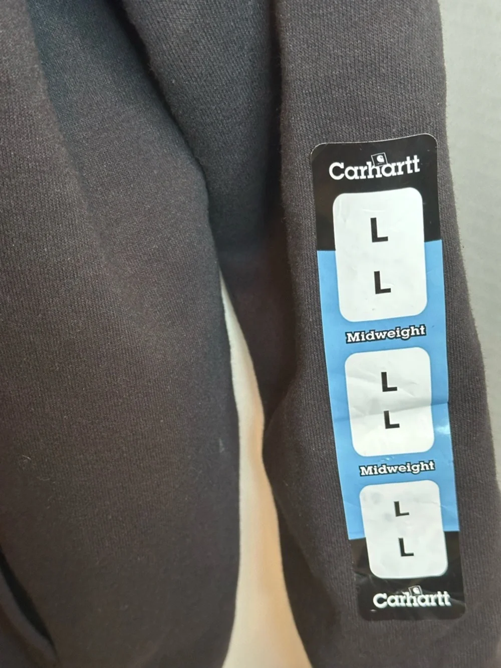 NWT Carhartt Black Quilted-Lining Zip Hoodie with Gold Logo Tag, size L - Picture 3 of 7